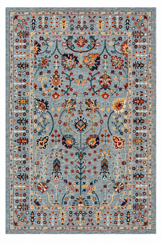 Afgan Uşak Otantik Vintage Desenli Premium Salon Halısı | El Dokuması Hissi | Degrade İplik | Pamuk Taban