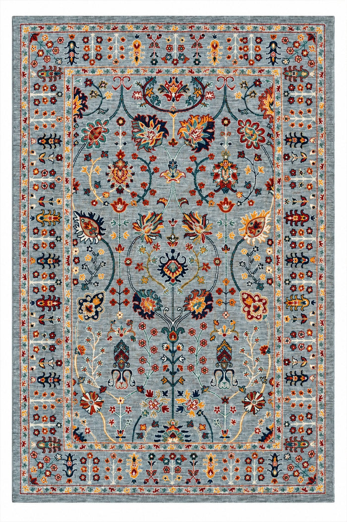 Afgan Uşak Otantik Vintage Desenli Premium Salon Halısı | El Dokuması Hissi | Degrade İplik | Pamuk Taban
