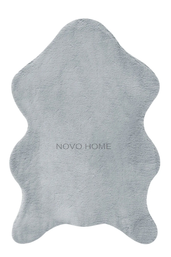Beyome Tavşan Tüy Peluş Halı Gri BYM04