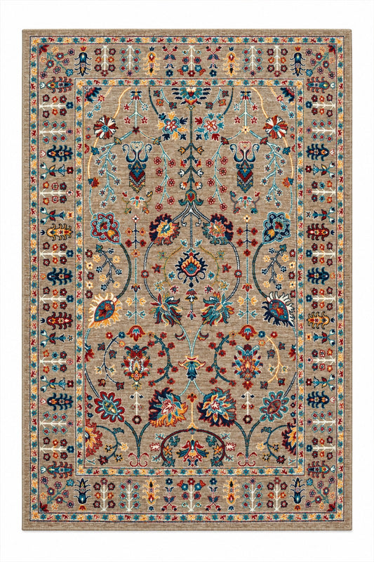 Afgan Uşak Otantik Vintage Desenli Premium Salon Halısı | El Dokuması Hissi | Degrade İplik | Pamuk Taban