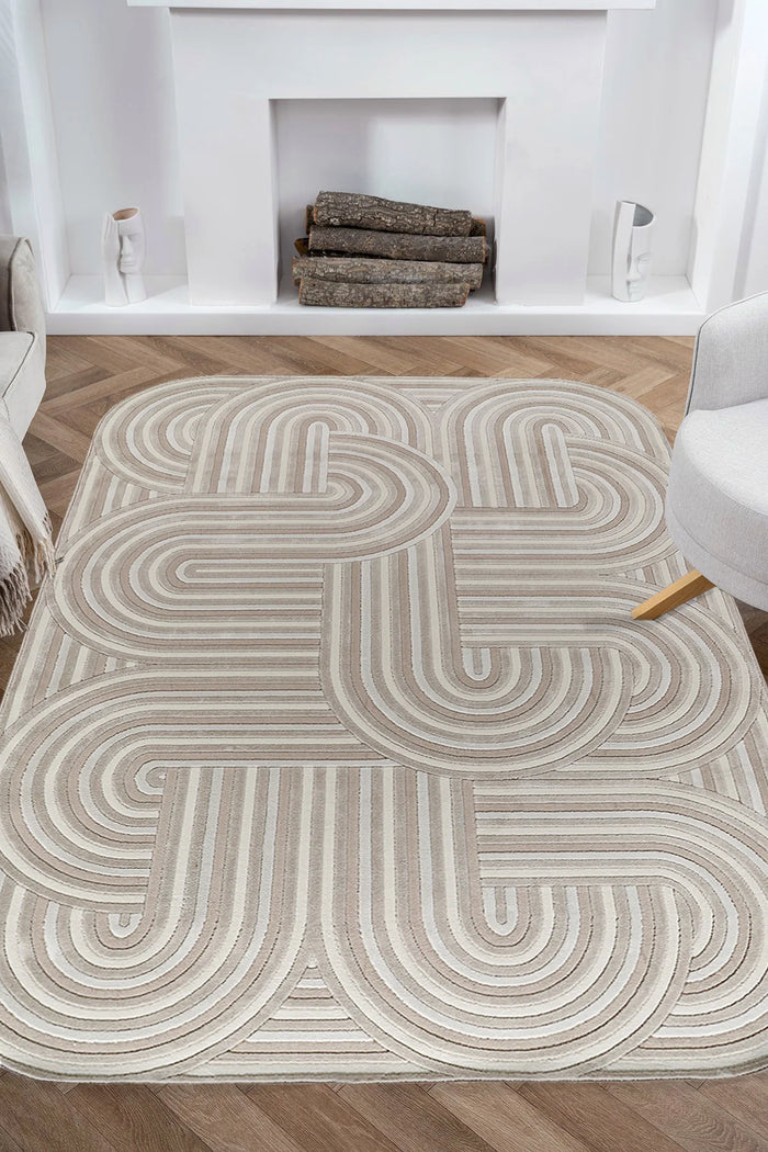 Beyome Krem Yumuşak Dokulu Makine Halısı BYM06