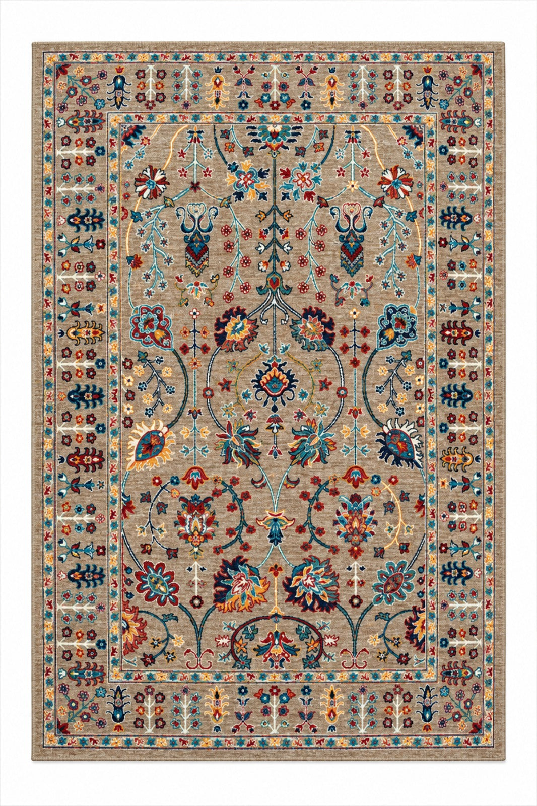 Afgan Uşak Otantik Vintage Desenli Premium Salon Halısı | El Dokuması Hissi | Degrade İplik | Pamuk Taban