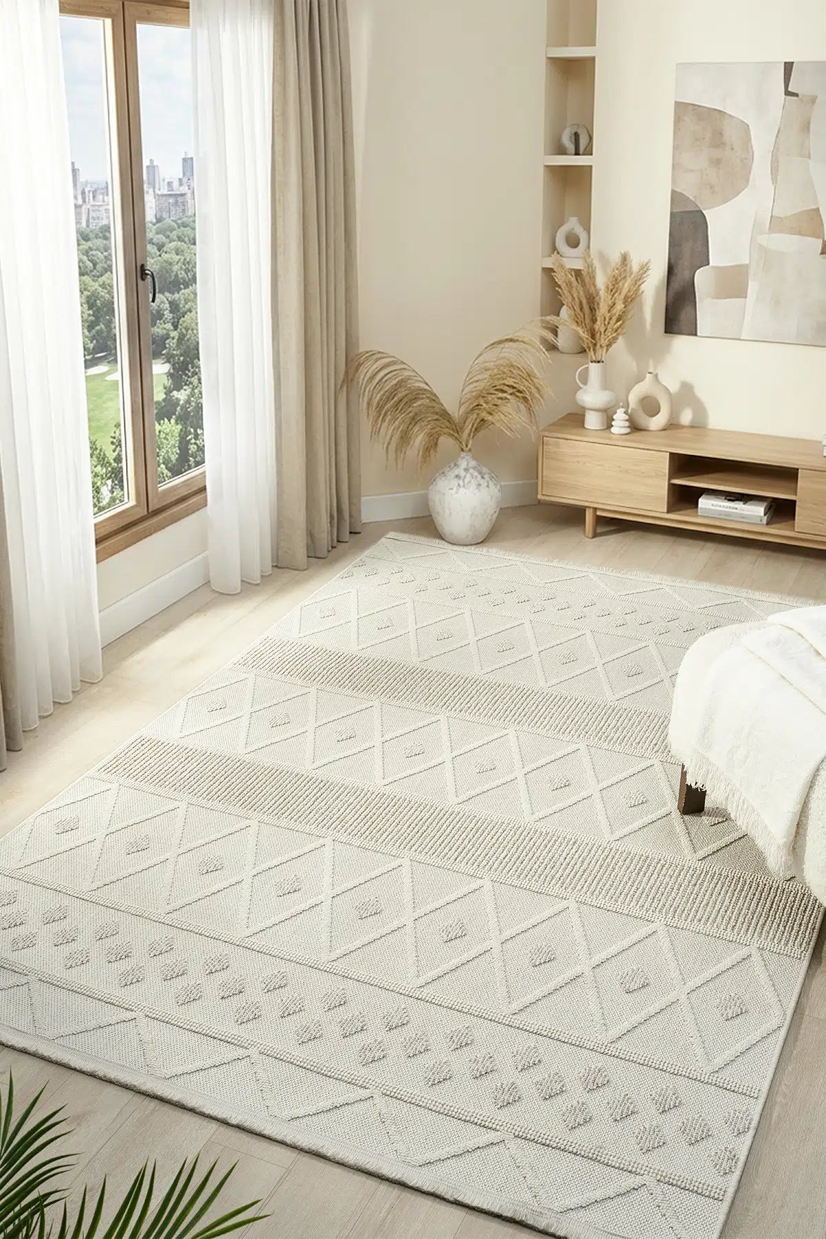 Loopy Krem Bej Halı Salon Oturma Odası Çocuk Odası Yatak Odası Halısı