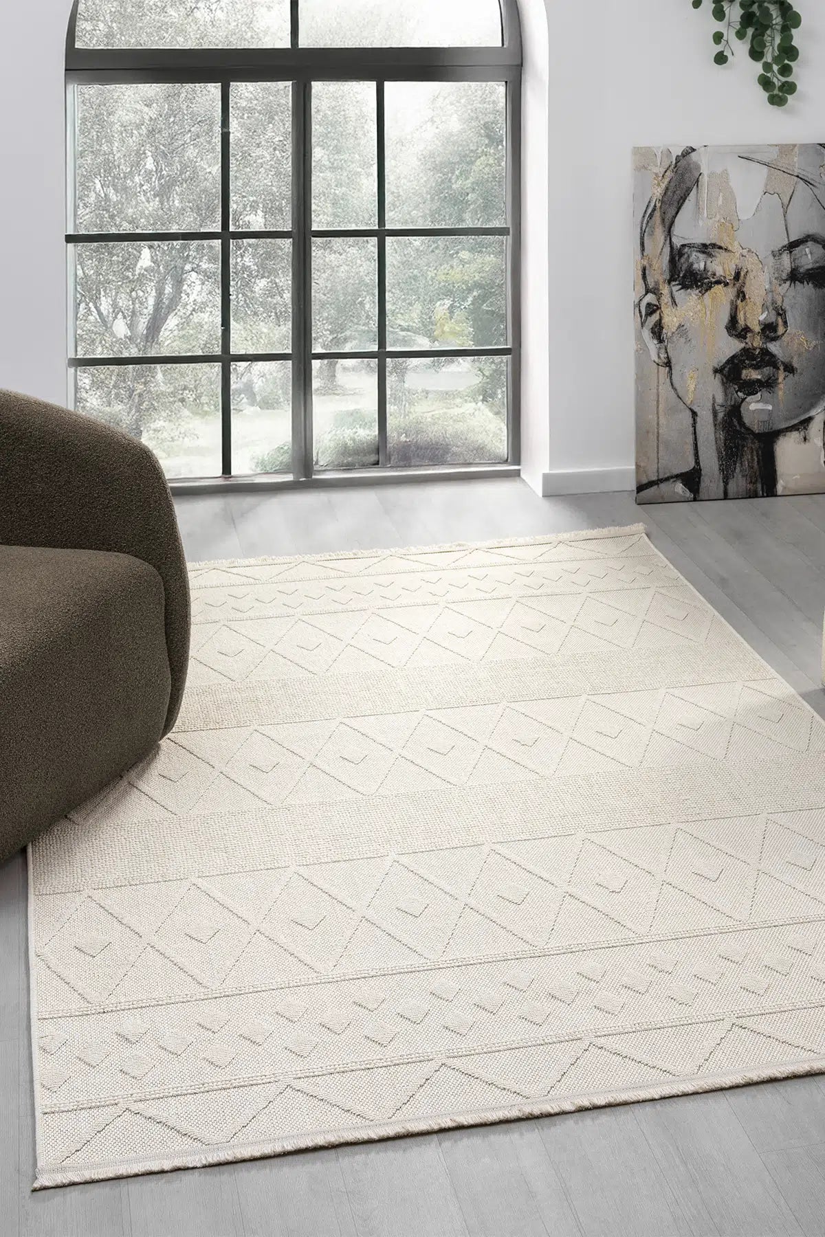 Loopy Krem Halı Salon Oturma Odası Çocuk Odası Yatak Odası Halısı